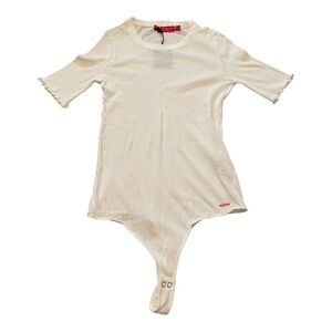 PHILANTHROPY white short sleeve thong bodysuit